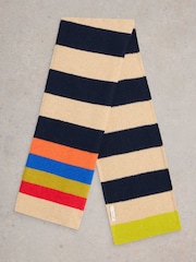 White Stuff Blue Colourblock Stripe Knit Scarf - Image 2 of 3