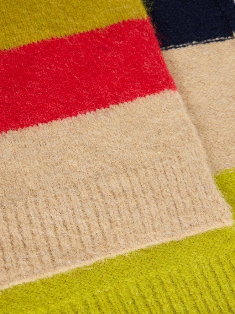 White Stuff Blue Colourblock Stripe Knit Scarf - Image 3 of 3