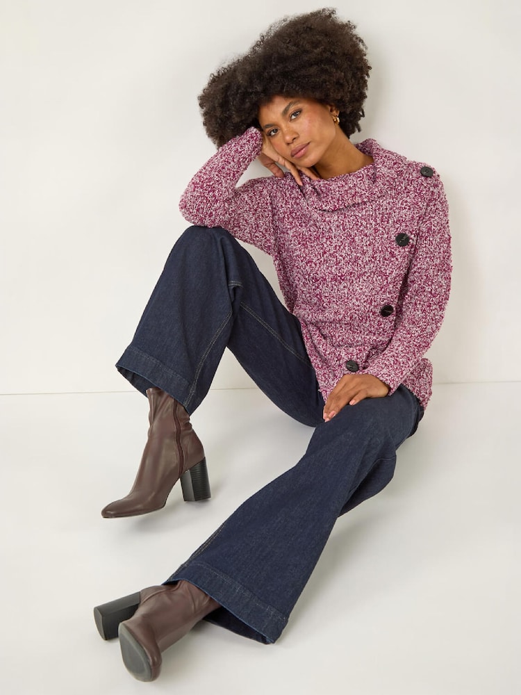 Roman Red Roll Neck Button Detail Jumper - Image 1 of 4 Roman Red Roll Neck Button Detail Jumper - Image 1 of 4