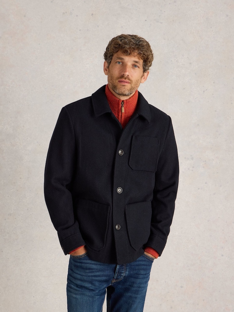 White Stuff Blue Wool Chore Jacket - Image 1 of 6