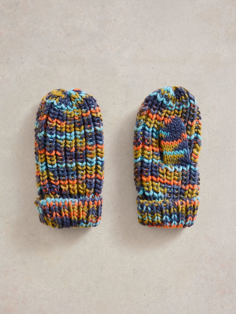White Stuff Blue Spacedye Mittens Gloves - Image 1 of 3