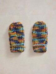 White Stuff Blue Spacedye Mittens Gloves - Image 2 of 3
