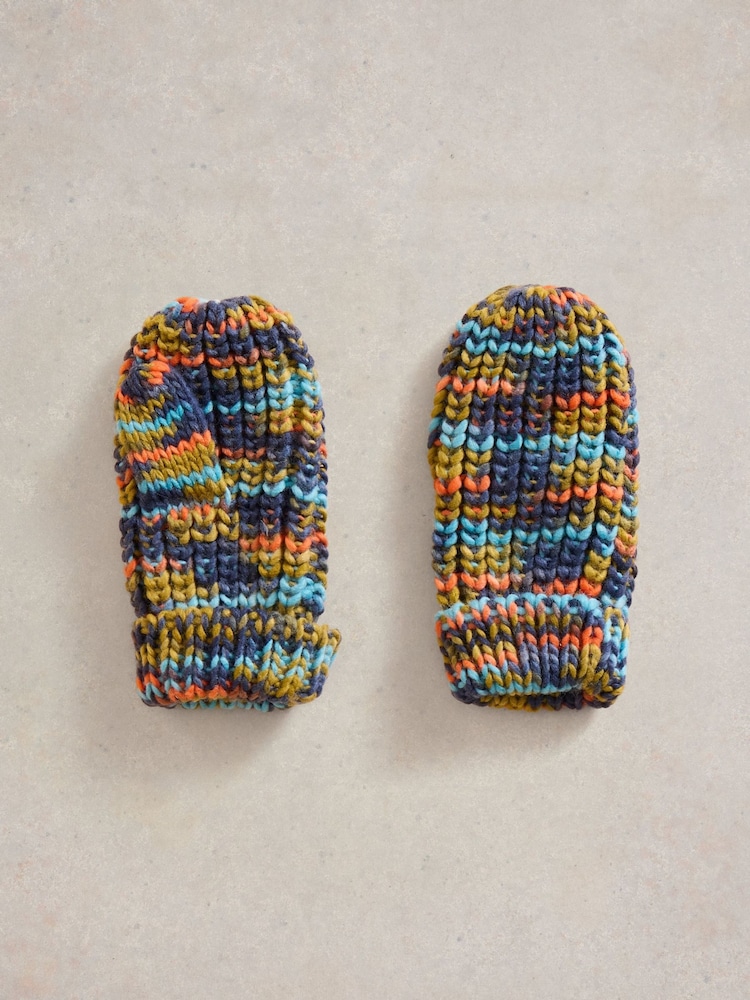 White Stuff Blue Spacedye Mittens Gloves - Image 2 of 3