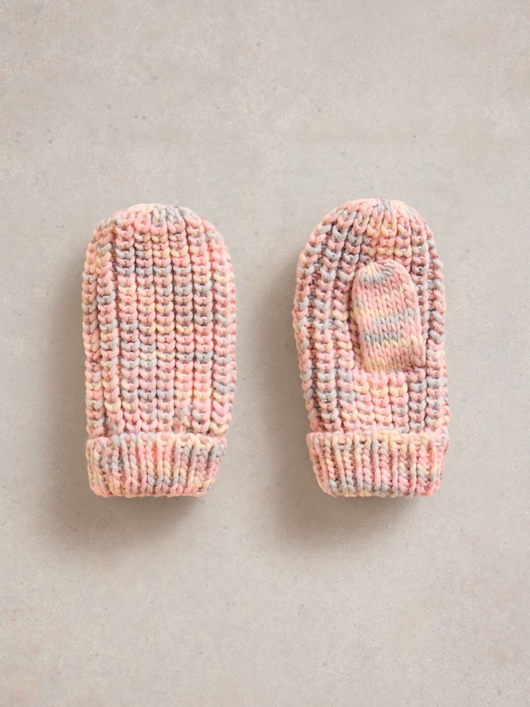 White Stuff Pink Spacedye Mittens Gloves - Image 1 of 3