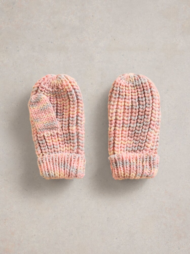 White Stuff Pink Spacedye Mittens Gloves - Image 2 of 3