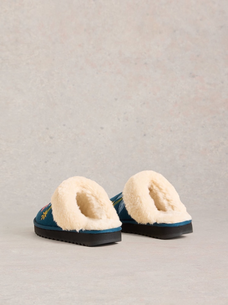 White Stuff Green Floral Print Mule Slippers - Image 3 of 4