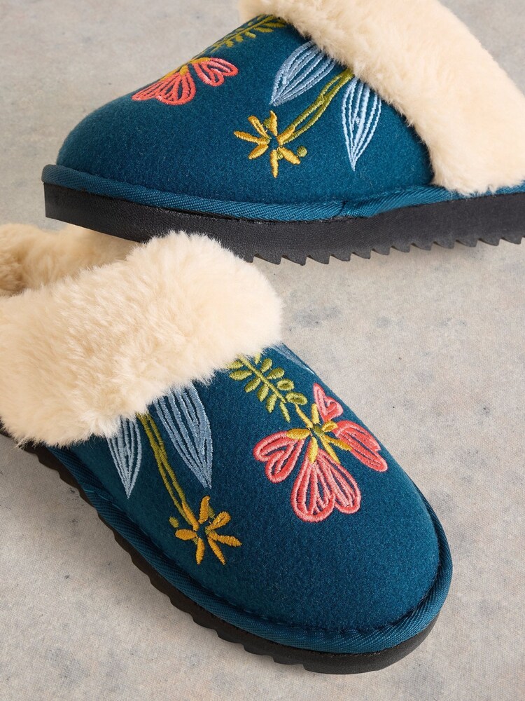 White Stuff Green Floral Print Mule Slippers - Image 4 of 4