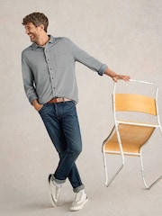 White Stuff Grey Pique 100% Cotton Jersey Shirt - Image 4 of 6