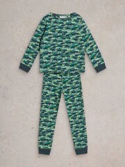 White Stuff Green Camo Bear Pyjamas Set - Image 1 of 3