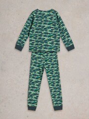 White Stuff Green Camo Bear Pyjamas Set - Image 2 of 3