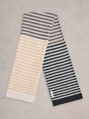 White Stuff Natural Stripe Knitted Scarf - Image 2 of 3