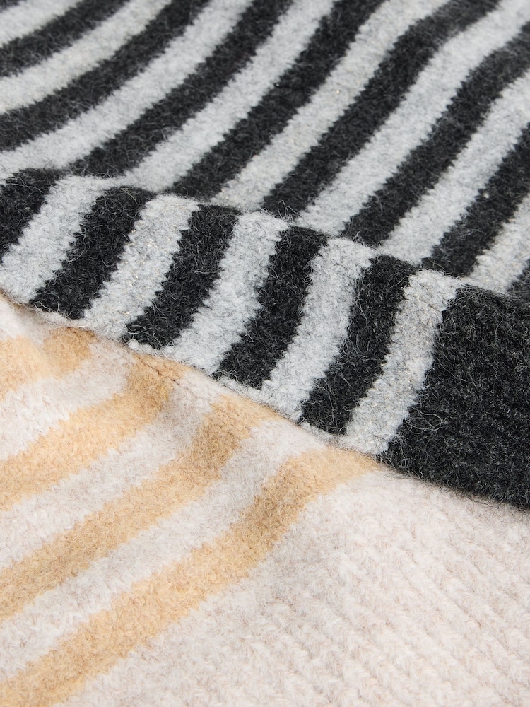 White Stuff Natural Stripe Knitted Scarf - Image 3 of 3