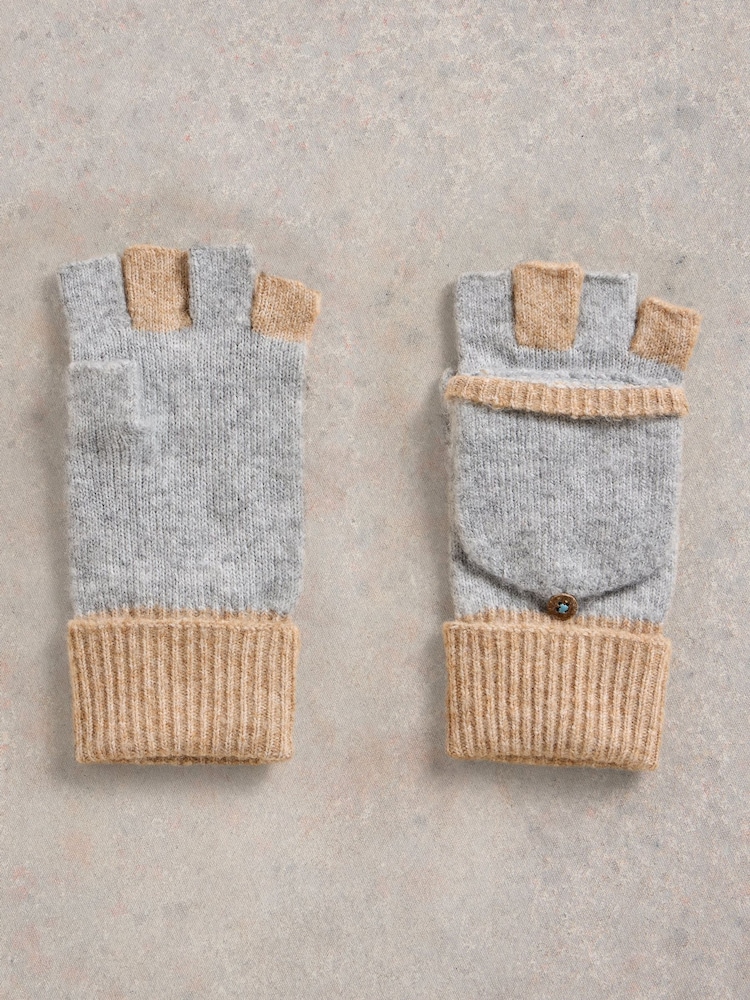 White Stuff Grey Poppy Knitted Flip Gloves - Image 1 of 3 White Stuff Grey Poppy Knitted Flip Gloves - Image 1 of 3