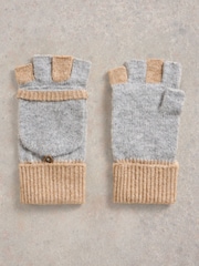 White Stuff Grey Poppy Knitted Flip Gloves - Image 2 of 3