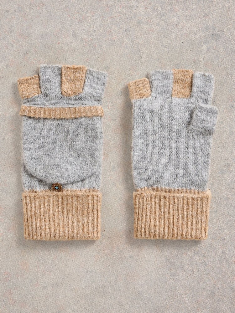 White Stuff Grey Poppy Knitted Flip Gloves - Image 2 of 3 White Stuff Grey Poppy Knitted Flip Gloves - Image 2 of 3
