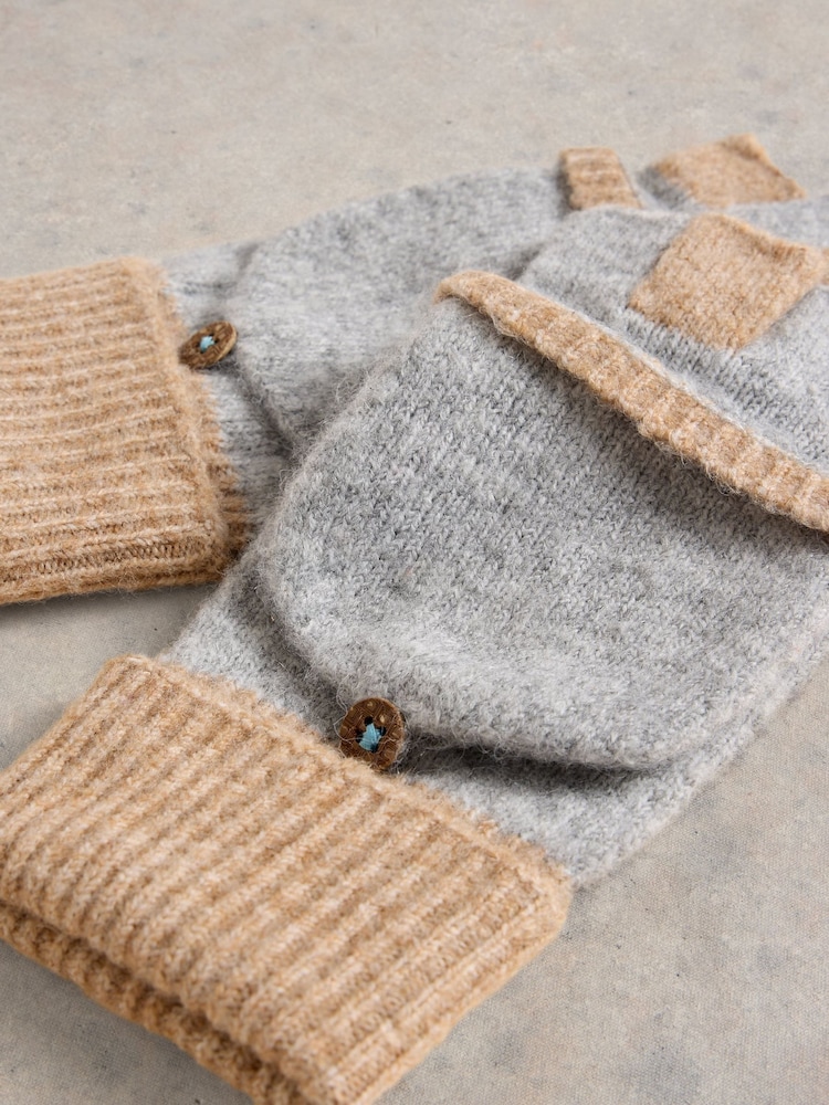White Stuff Grey Poppy Knitted Flip Gloves - Image 3 of 3 White Stuff Grey Poppy Knitted Flip Gloves - Image 3 of 3
