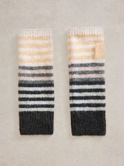 White Stuff Natural Striped Arm Warmer Gloves - Image 1 of 3