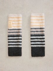 White Stuff Natural Striped Arm Warmer Gloves - Image 2 of 3