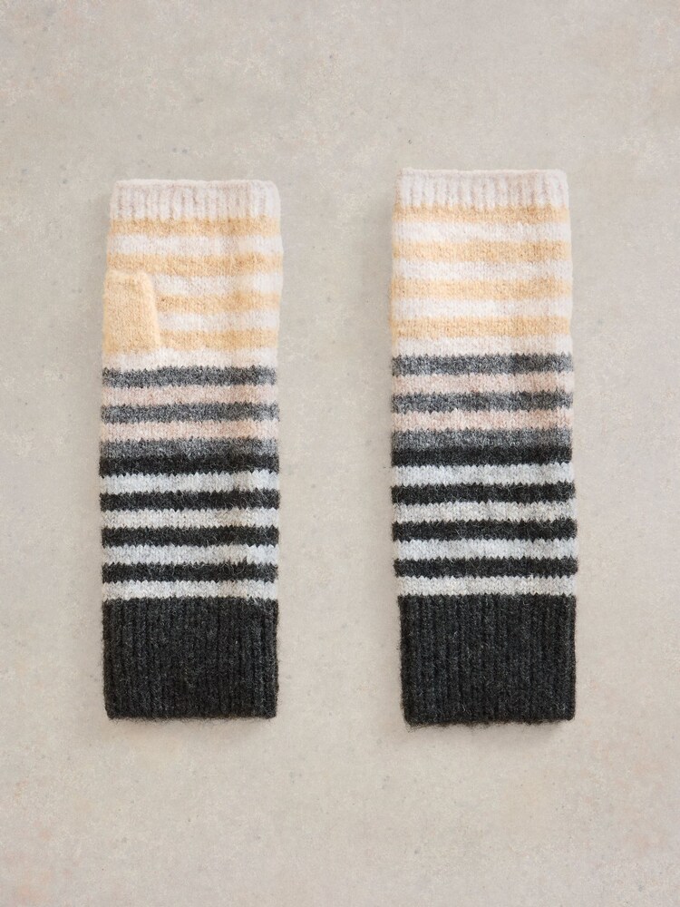 White Stuff Natural Striped Arm Warmer Gloves - Image 2 of 3 White Stuff Natural Striped Arm Warmer Gloves - Image 2 of 3