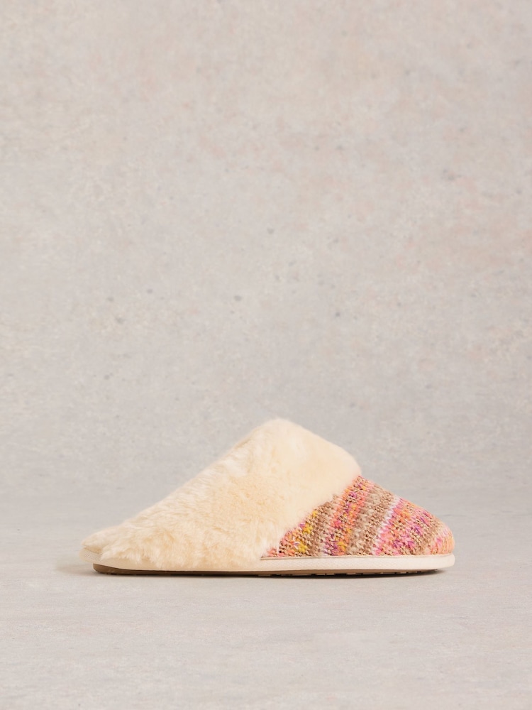 White Stuff Natural Knitted Mule Slippers - Image 1 of 4