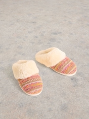 White Stuff Natural Knitted Mule Slippers - Image 2 of 4
