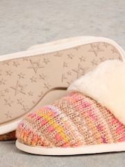 White Stuff Natural Knitted Mule Slippers - Image 4 of 4