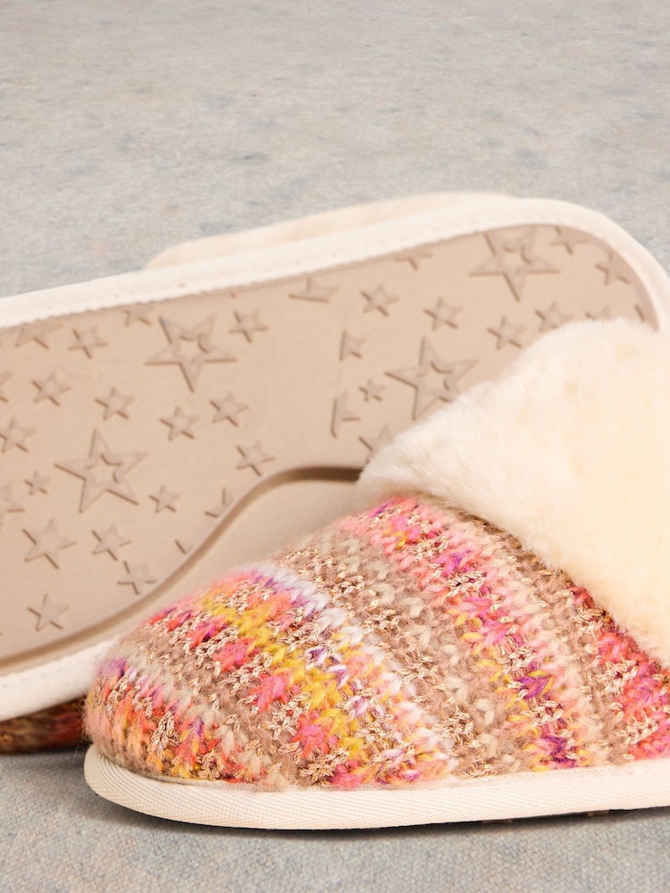 White Stuff Natural Knitted Mule Slippers - Image 4 of 4