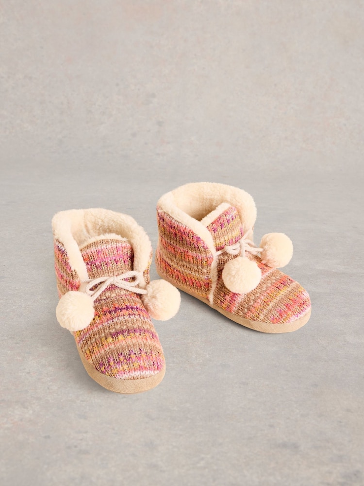 White Stuff Natural Knitted Bootie Slippers - Image 1 of 4