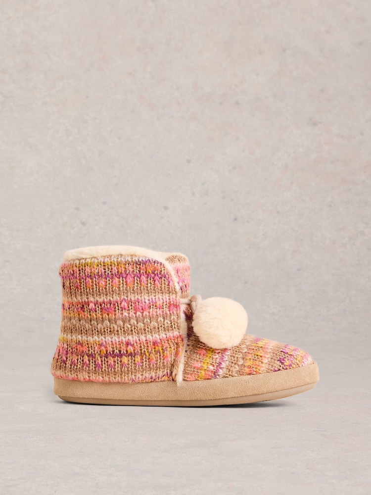 White Stuff Natural Knitted Bootie Slippers - Image 3 of 4