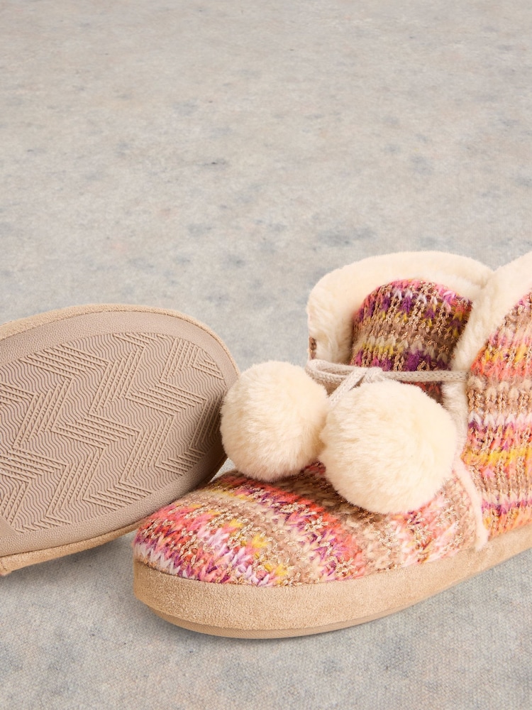White Stuff Natural Knitted Bootie Slippers - Image 4 of 4