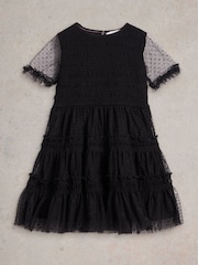 White Stuff Black Frilly Dress - Image 1 of 3