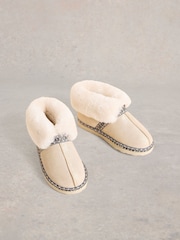 White Stuff Gold Suede Shearling Slipper Boots - Image 1 of 4