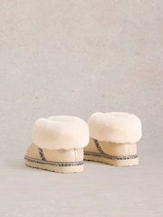White Stuff Gold Suede Shearling Slipper Boots - Image 2 of 4