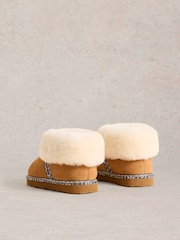 White Stuff Brown Suede Shearling Slipper Boots - Image 3 of 4