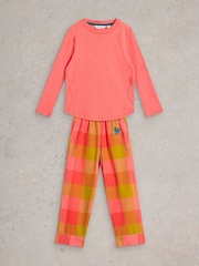 White Stuff Pink 100% Cotton Check Pyjamas Set - Image 1 of 3