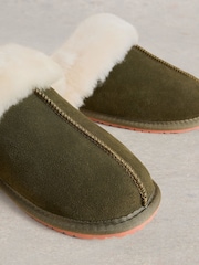 White Stuff Green Shearling Mule Slippers - Image 4 of 4