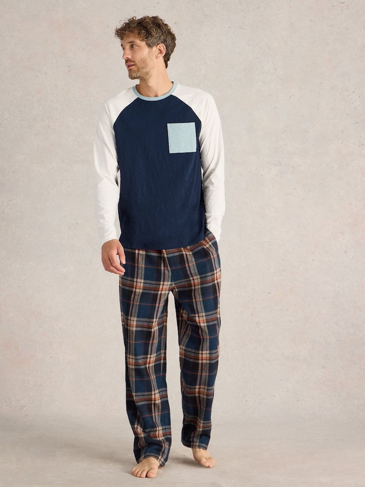 White Stuff Blue Robbie 100% Cotton Raglan Top - Image 1 of 6
