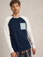 White Stuff Blue Robbie 100% Cotton Raglan Top - Image 3 of 6