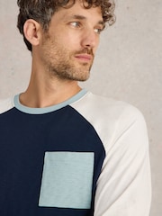 White Stuff Blue Robbie 100% Cotton Raglan Top - Image 4 of 6