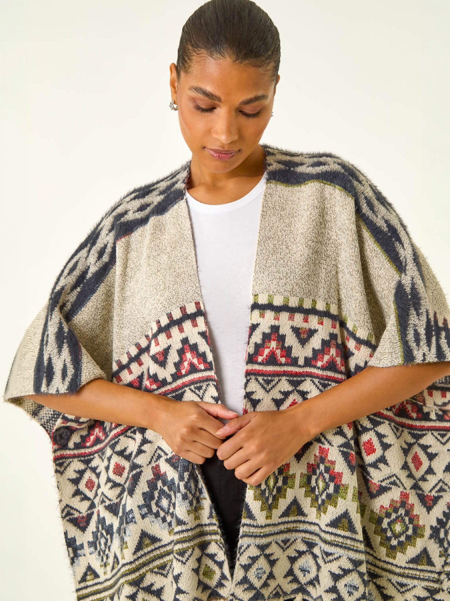 Buy Roman Jacquard Tassel Trim Poncho from Next Japan