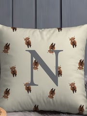Personalised Initial Highland Cow Cushion 100% Cotton by Koko Blossom - Image 3 of 4