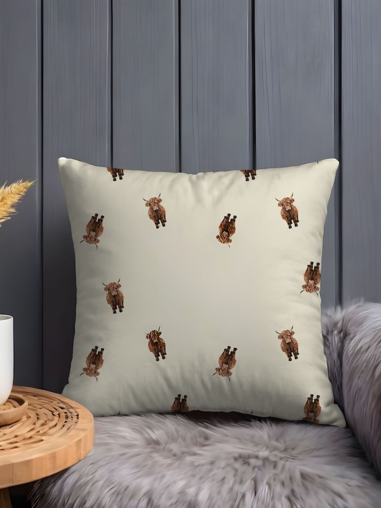 Personalised Initial Highland Cow Cushion 100% Cotton by Koko Blossom - Image 4 of 4