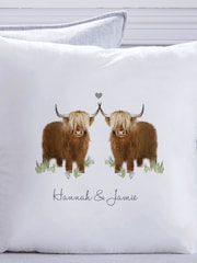 Personalised Couples Highland 100% Cotton Cow Cushion by Koko Blossom - Image 3 of 4