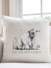 Personalised Highland 100% Cotton Cow Cushion by Koko Blossom - Image 1 of 4