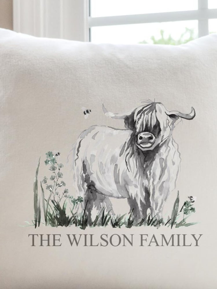 Personalised Highland 100% Cotton Cow Cushion by Koko Blossom - Image 2 of 4