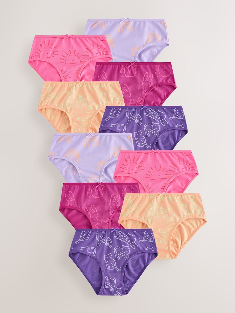Pink/Purple Briefs 10 Pack (1.5-16yrs) - Image 1 of 9