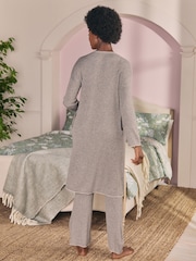 Laura Ashley Charcoal Grey Ribbed Long Line Lounge Cardigan - Image 2 of 5