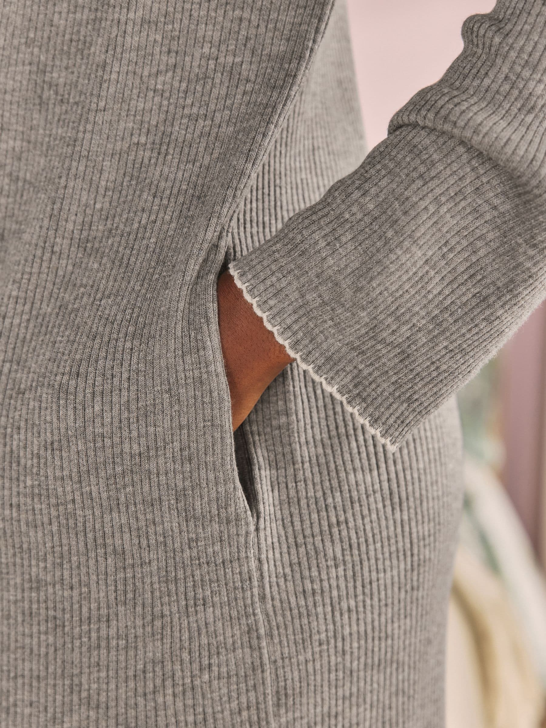 Buy Laura Ashley Charcoal Grey Ribbed Long Line Lounge Cardigan