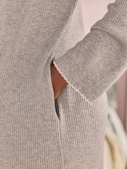 Laura Ashley Charcoal Grey Ribbed Long Line Lounge Cardigan - Image 4 of 5