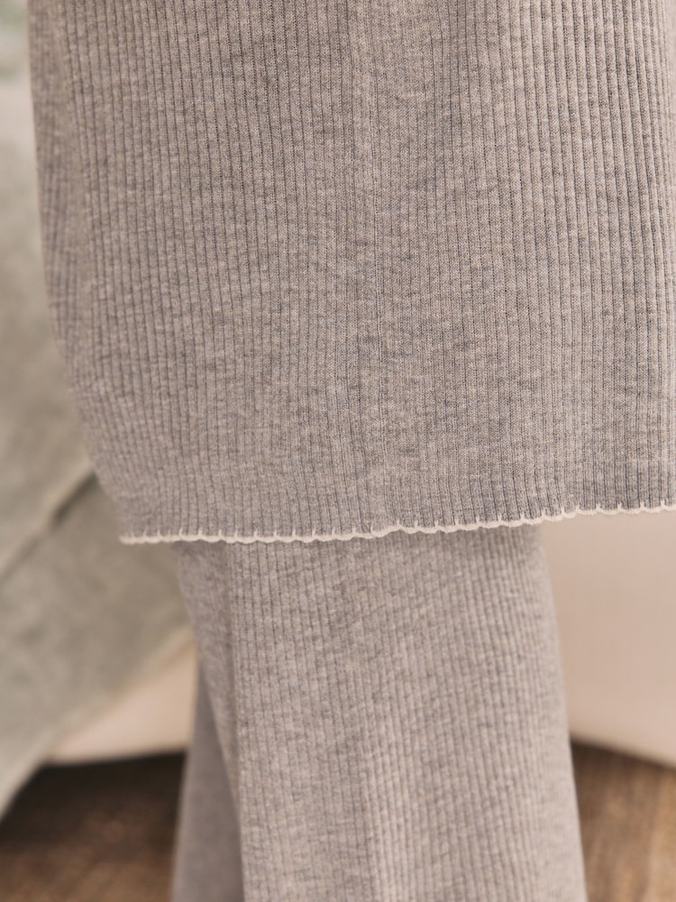 Laura Ashley Charcoal Grey Ribbed Long Line Lounge Cardigan - Image 5 of 5